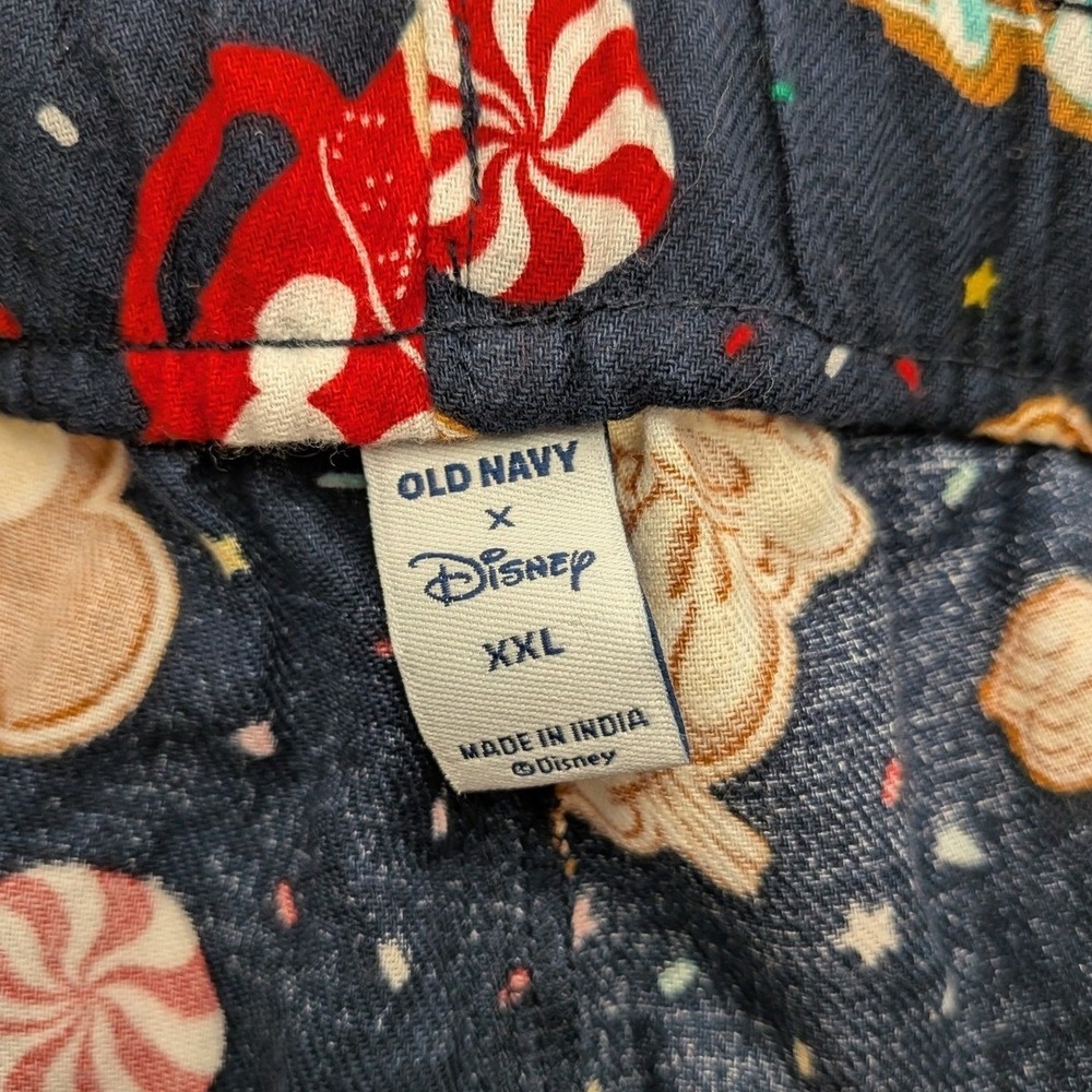 Disney Mickey Minnie Pluto Gingerbread Christmas Pajama Pants Navy Blue Flannel - Picture 13 of 16